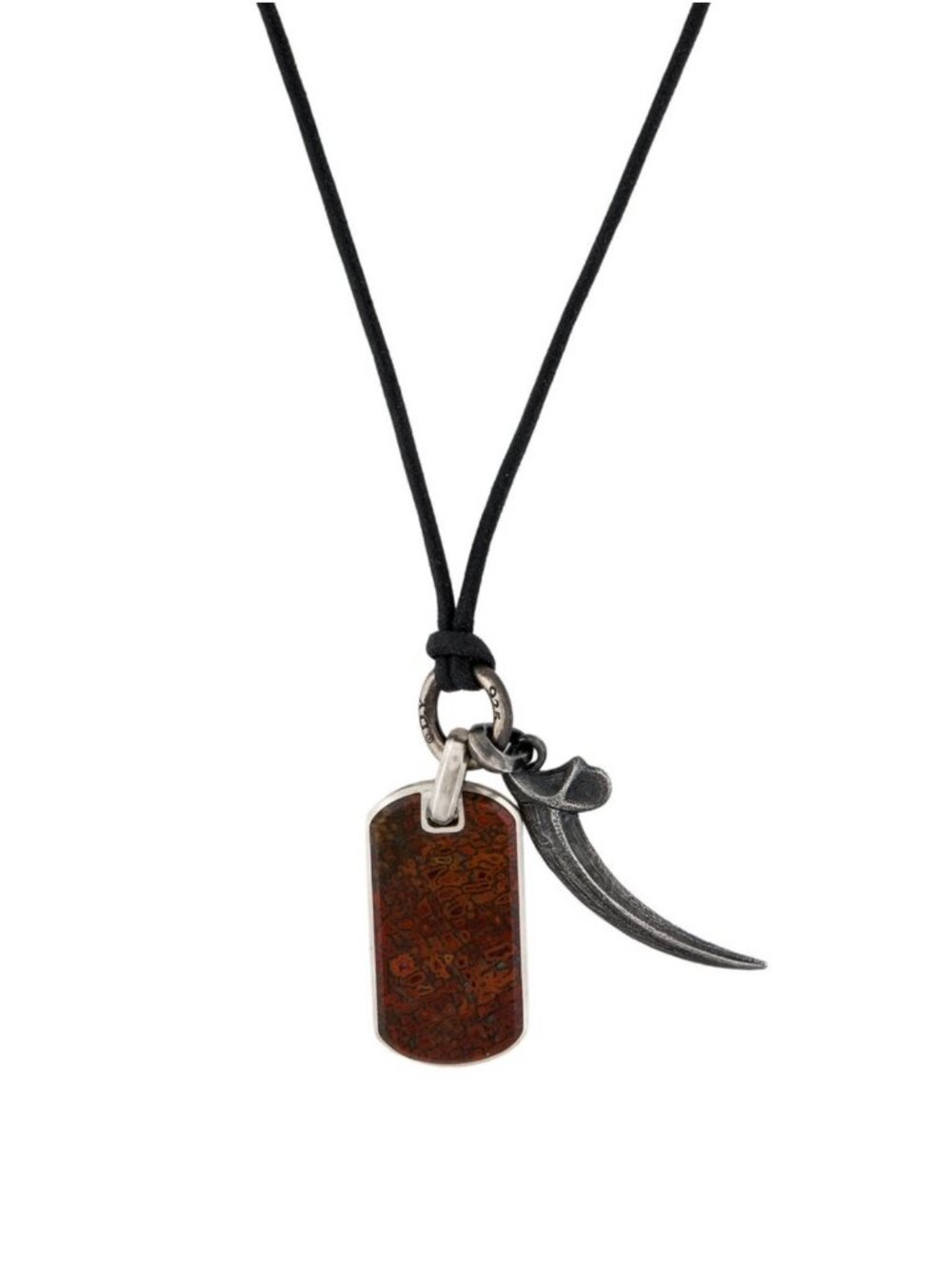 DAVID YURMAN SILVER 925 EAGLE TALON & FOSSILIZED DINOSAUR BONE PENDANT NECKLACE